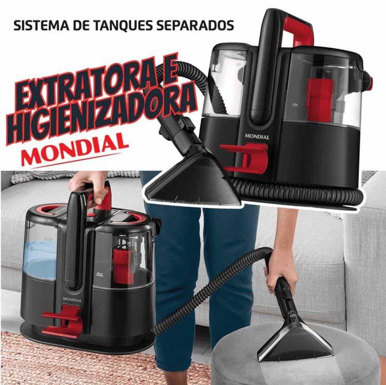 Extratora e Higienizadora Portátil Deep Cleaner I, Mondial, Preto/Vermelho, 1650W, 220V - ...