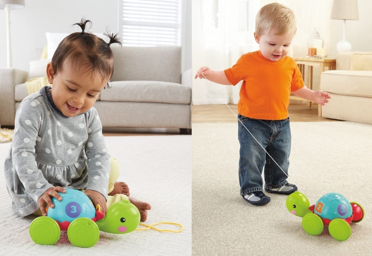 Fisher-Price Brinquedo para Bebês Empurra Tartatuga para crianças a partir de 1 ano