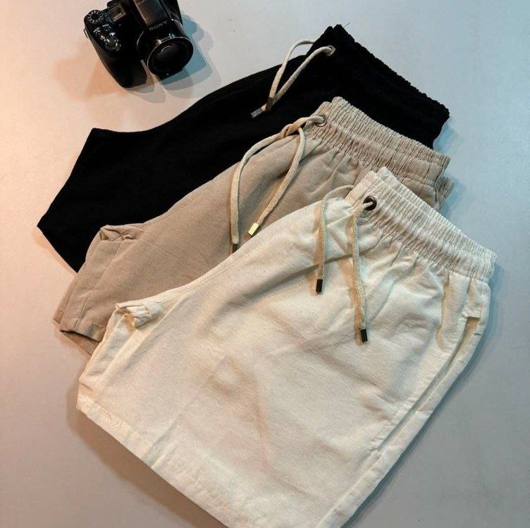 Short Linho Mauricinho Premium Masculino Bermuda Praia Verão