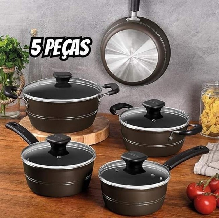 Jogo Panelas Alum 5Pc Sicilia Cinza Tramontina