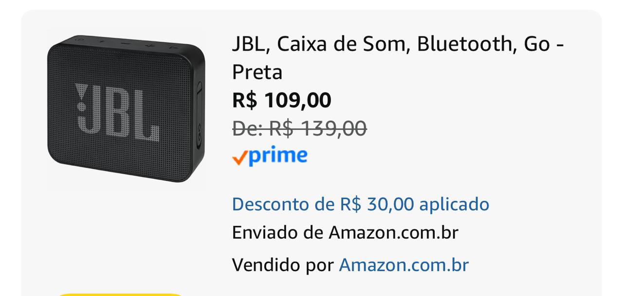 JBL, Caixa de Som, Bluetooth, Go - Preta