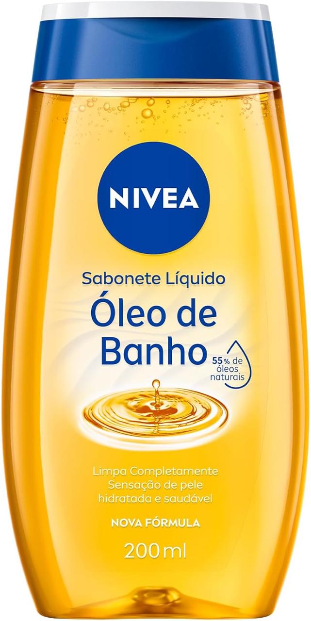 NIVEA Sabonete Líquido Óleo de Banho 200ml - Com 55% de óleos naturais, produz espuma crem...