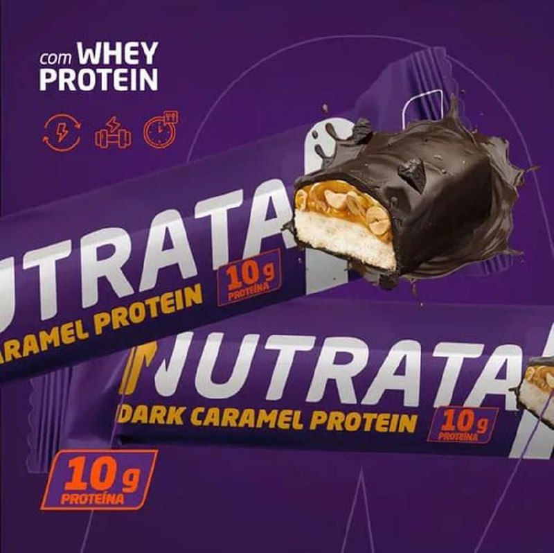 Barra Protein Display 12 Un De 45g - Nutrata - Dark Caramel