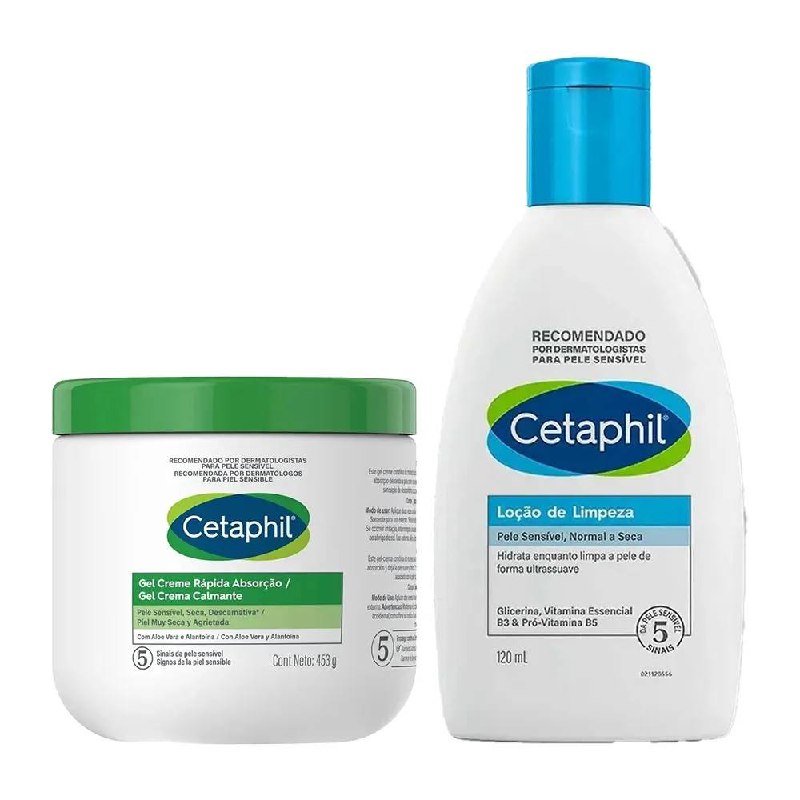 Kit Cetaphil Creme Hidratante 453g + Loção de Limpeza 120mL