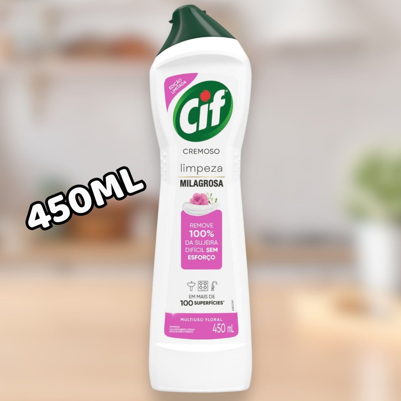 Cif Cremoso Multiuso Limpeza Milagrosa Floral Rosas e Jasmim 450ml
