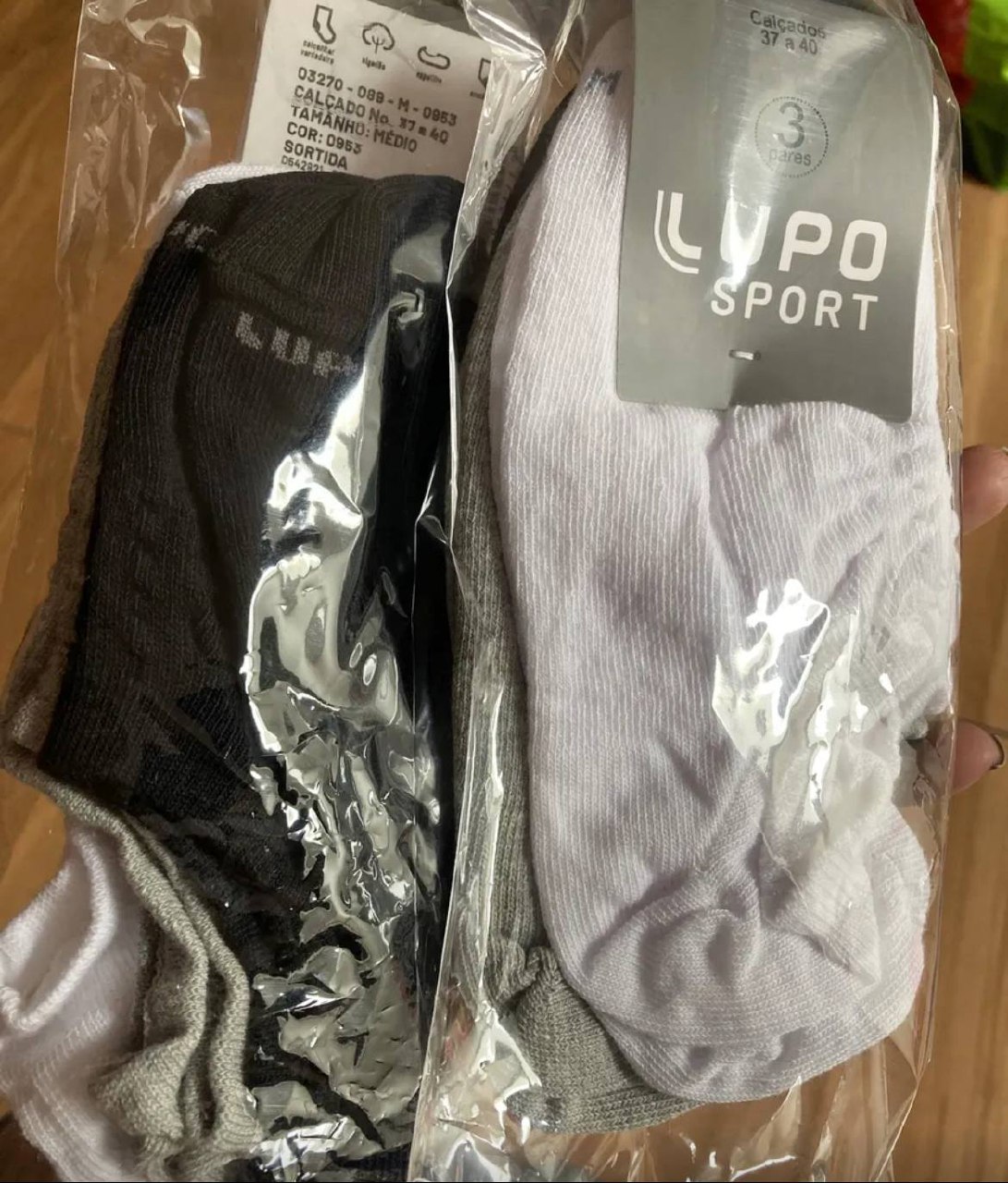 Kit 6 Pares Meias Soquete Invisível Lupo Algodão Unissex