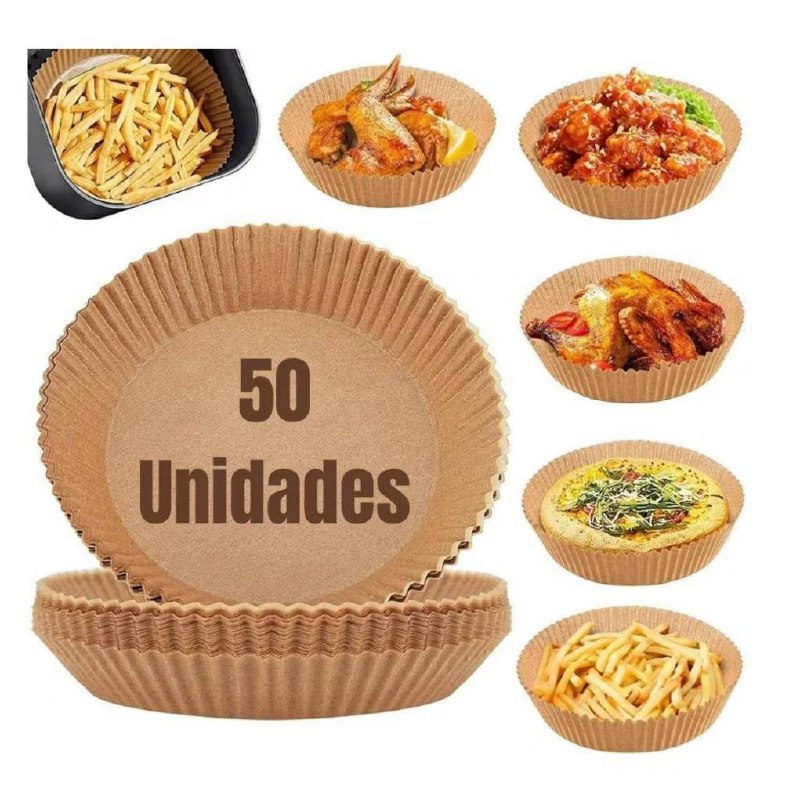 Forma De Airfryer Descartável Redondo Antiaderente Para Cozimento Papel Fritadeira Cozimen...
