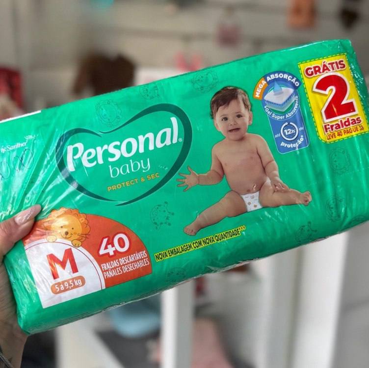 Fralda Infantil Personal Baby Protect e Sec M Mega 9x40pads Leve 40 pague 38 Unidades