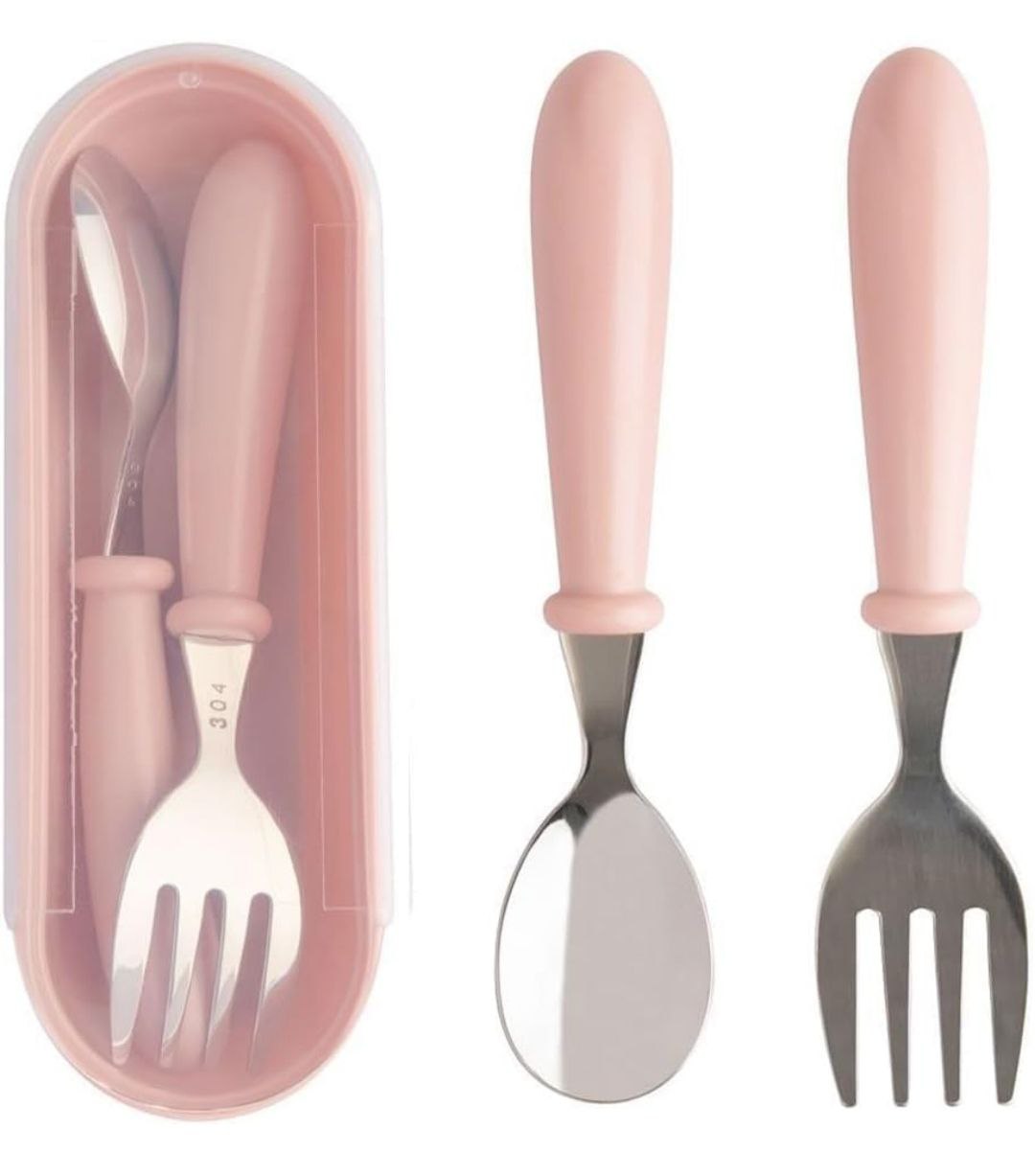 Jogo Talheres Colher Garfo Inox Infantil Kit Com Estojo Bebê, introdução alimentar, passei...