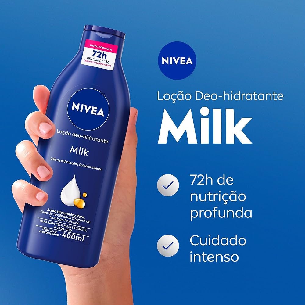 Loção Hidratante NIVEA Milk 400ml – Hidrata e nutre por até 72h