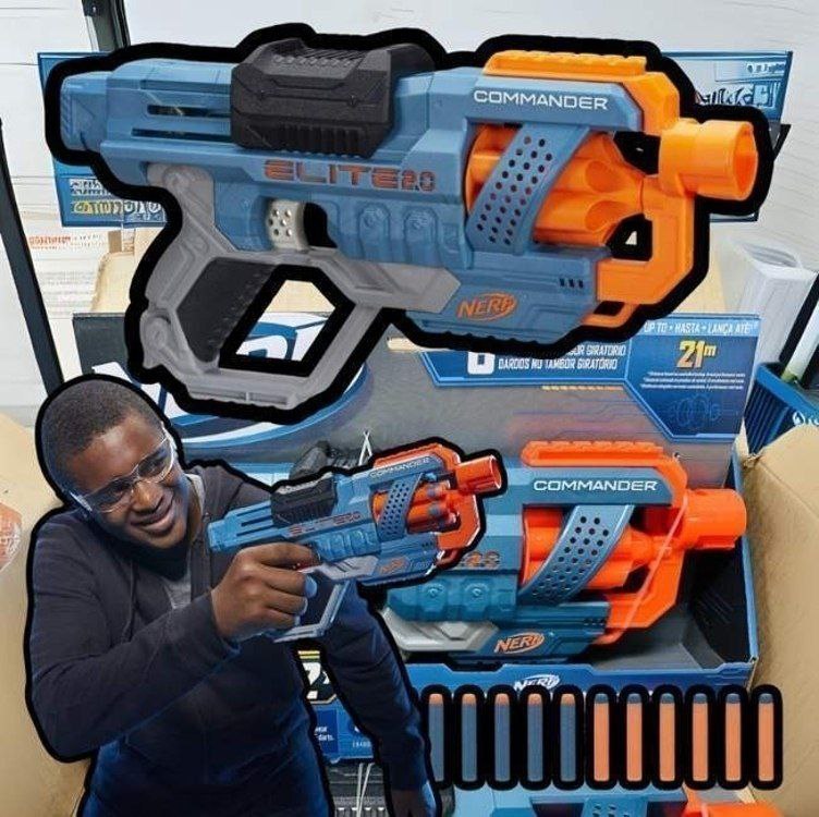 Nerf, Lançador de Dardos, Elite 2.0, Commander RD-6 - Tambor Giratório, Inclui 12 Dardos -...