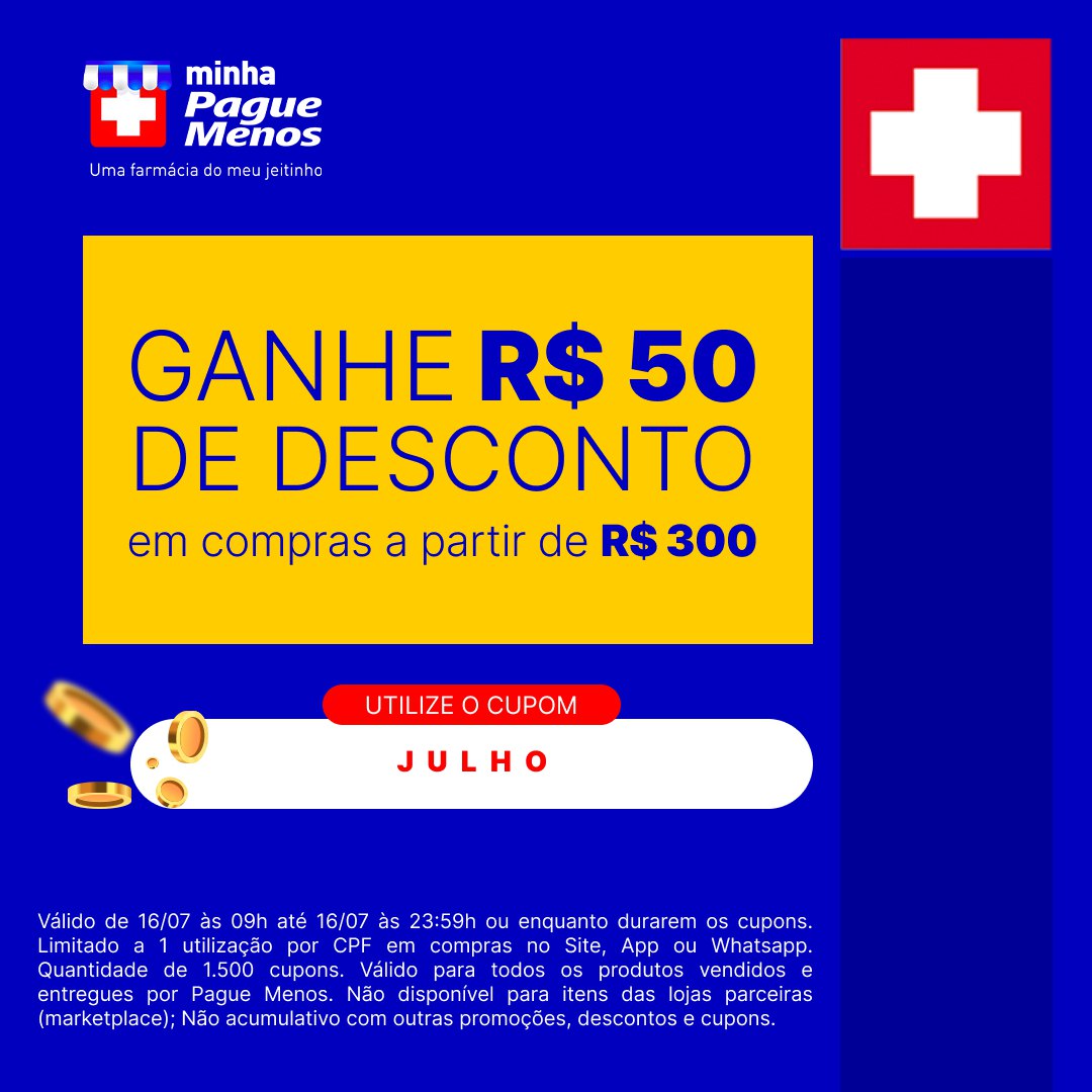 Novo Cupom na Pague Menos por tempo limitado!
