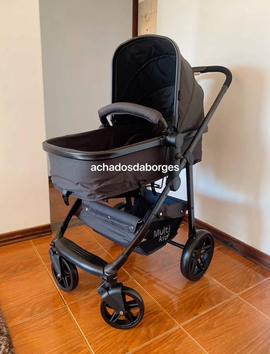 Carrinho de bebê Passeio Beyond 2 em 1 Assento Moisés 0-15kg Preto com Cinza Multikids Bab...