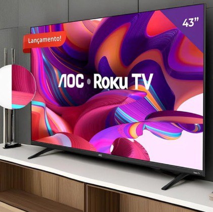 Smart Tv 43'' Full Hd Com Roku Tv 43s5135/78g Aoc Cor Preto