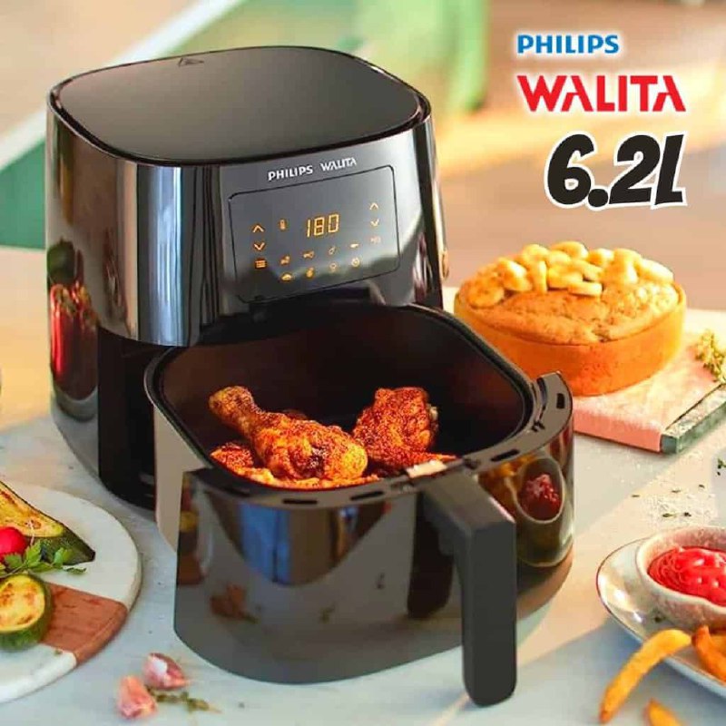 Philips Walita Preta Fritadeira Airfryer Essential XL Digital, 6.2L de capacidade, Garanti...